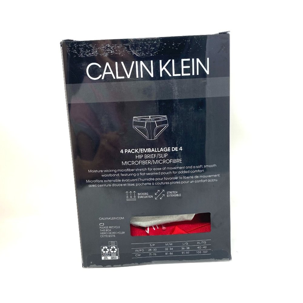 Calvin Klein 4 Pack Mans Underwear Microfiber Red Blue Gray Hip Brief NP23460907 - Picture 8 of 9